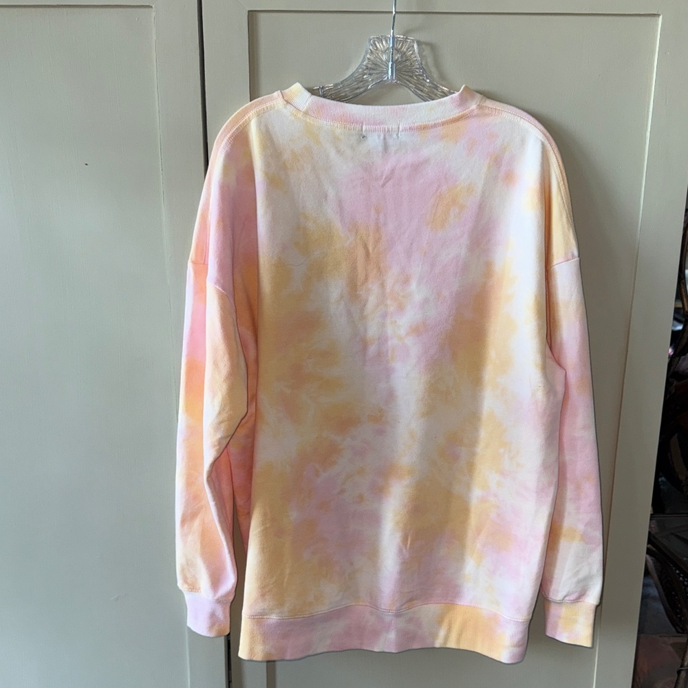 Wildfox - Oversized Pastel Pink and Orange Tie-die Sweatshirt